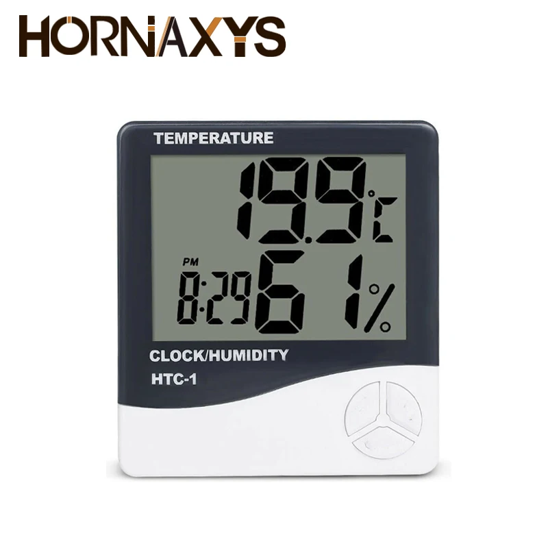 LCD Electronic Digital Temperature Humidity Meter Thermometer Hygrometer Indoor Outdoor Weather Station Clock HTC-1 HTC-2