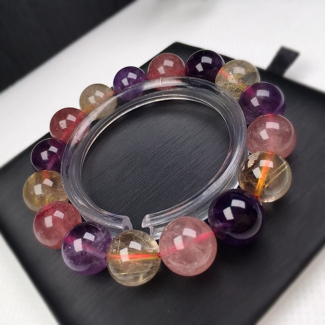 

Multicolor Crystal Charm Bracelet12mm Beads Pulseras Armband Spherica Handmade Birthday Gift All-Match Jewelry for Friends