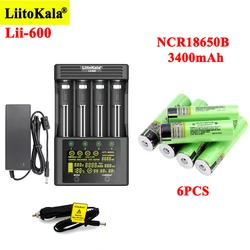 6 sztuk LiitoKala NCR18650B 3400mAh akumulatory z 1 sztuk Lii-600 ładowarka do 3.7V Li-ion 21700 26650 1.2V NiMH