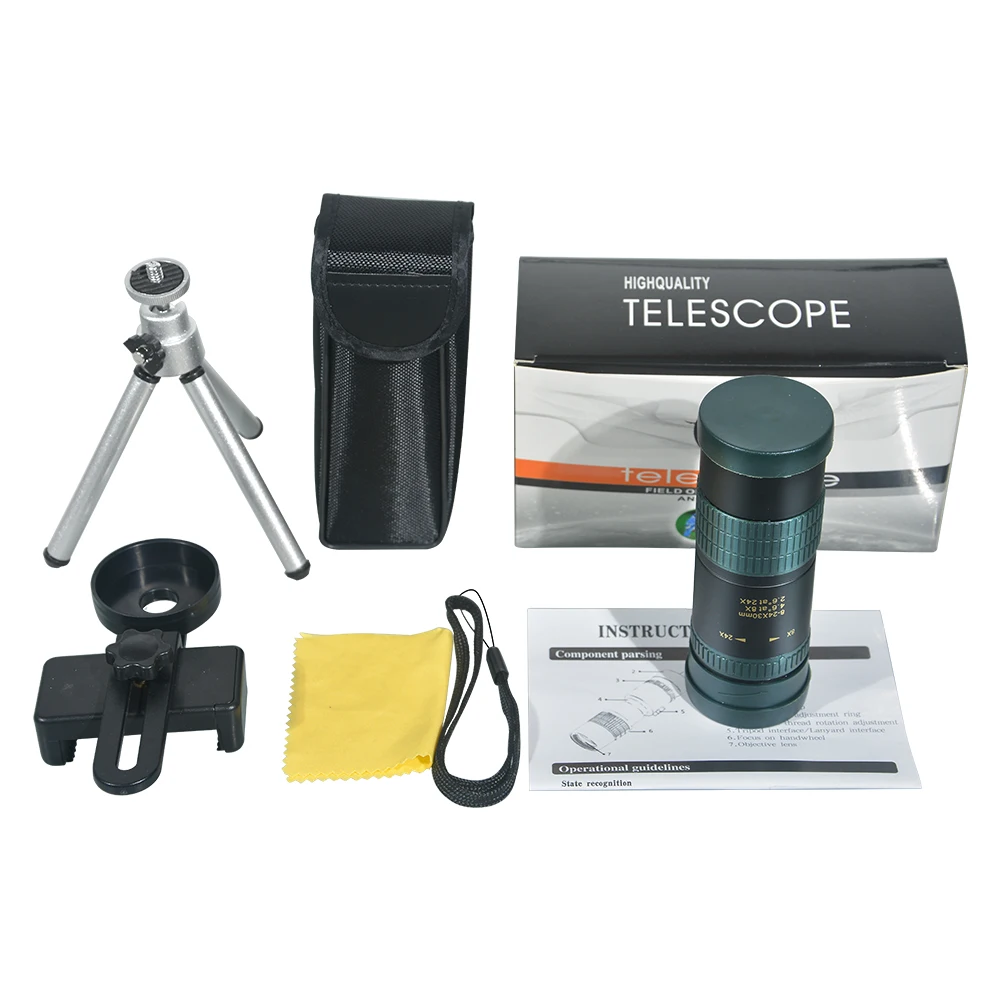 APEXEL 8-24x30 Zoom Monocular Telescope with phone holder Long Range Powerful Foldable Telephoto Compact Hunting Camping Hiking