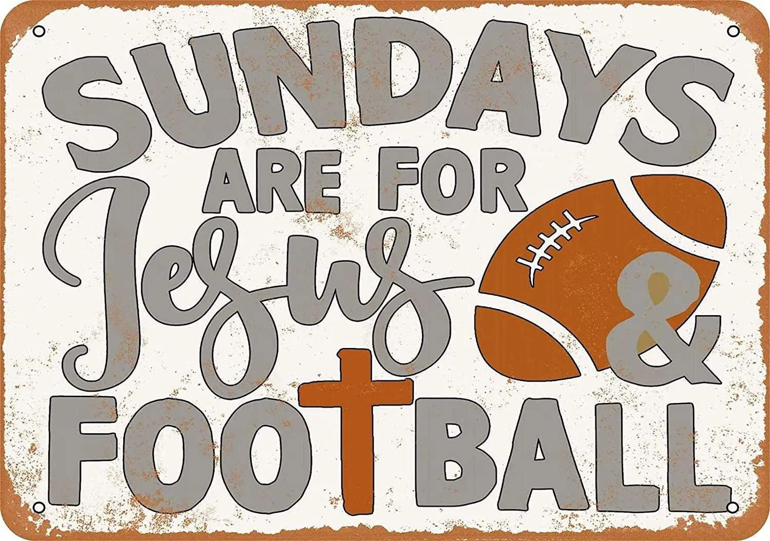 

Football Metal Tin Sign,Sundays are for Jesus and Football,Retro Tin Sign for Home Hotel Bar Cafe Outdoor Wall Decoration