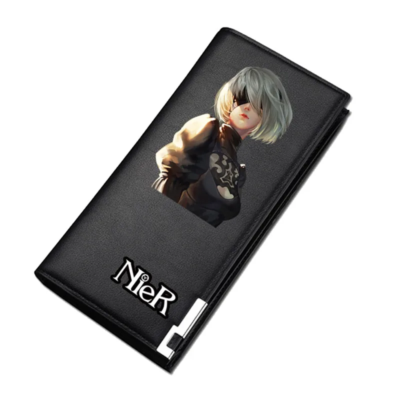 NieR:Automata Game Unisex Long Coin Purse YoRHa No. 2 Pu Leather Short Wallet ID Card Holder Women Sexy Money Bag