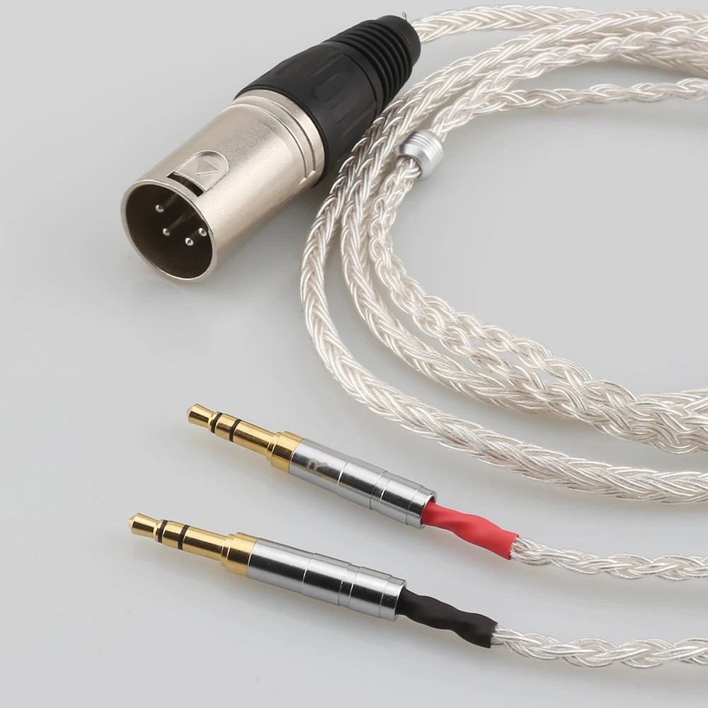 2,5/3,5 mm 4,4 mm 4-pinowy XLR męski 16-rdzeniowy posrebrzany kabel słuchawkowy OCC do Denon AH-D600 AH-D7200 AH-D7100 Focal Elear