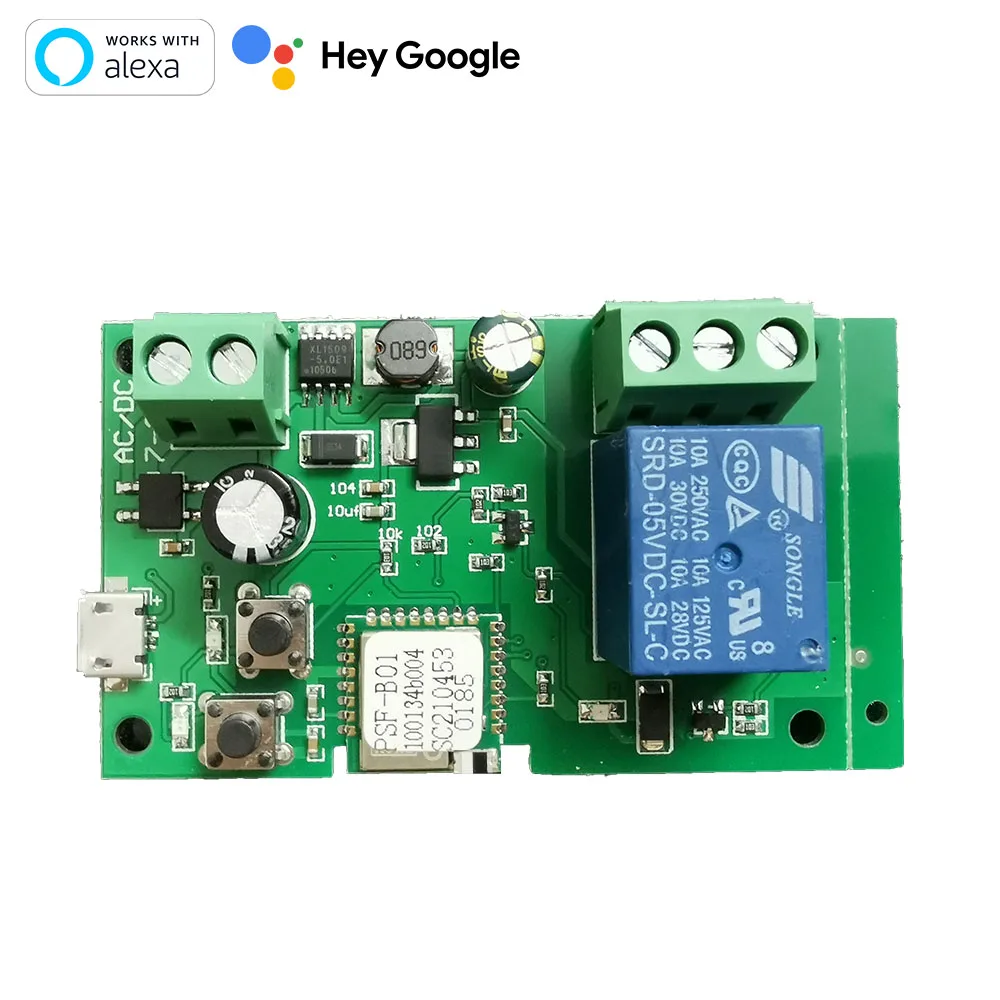 Ewelink WiFi Wireless Smart Switch Relay Inching Module for 5V/12V/24V,Be Applied to Access Control, Turn on PC, Garage Door