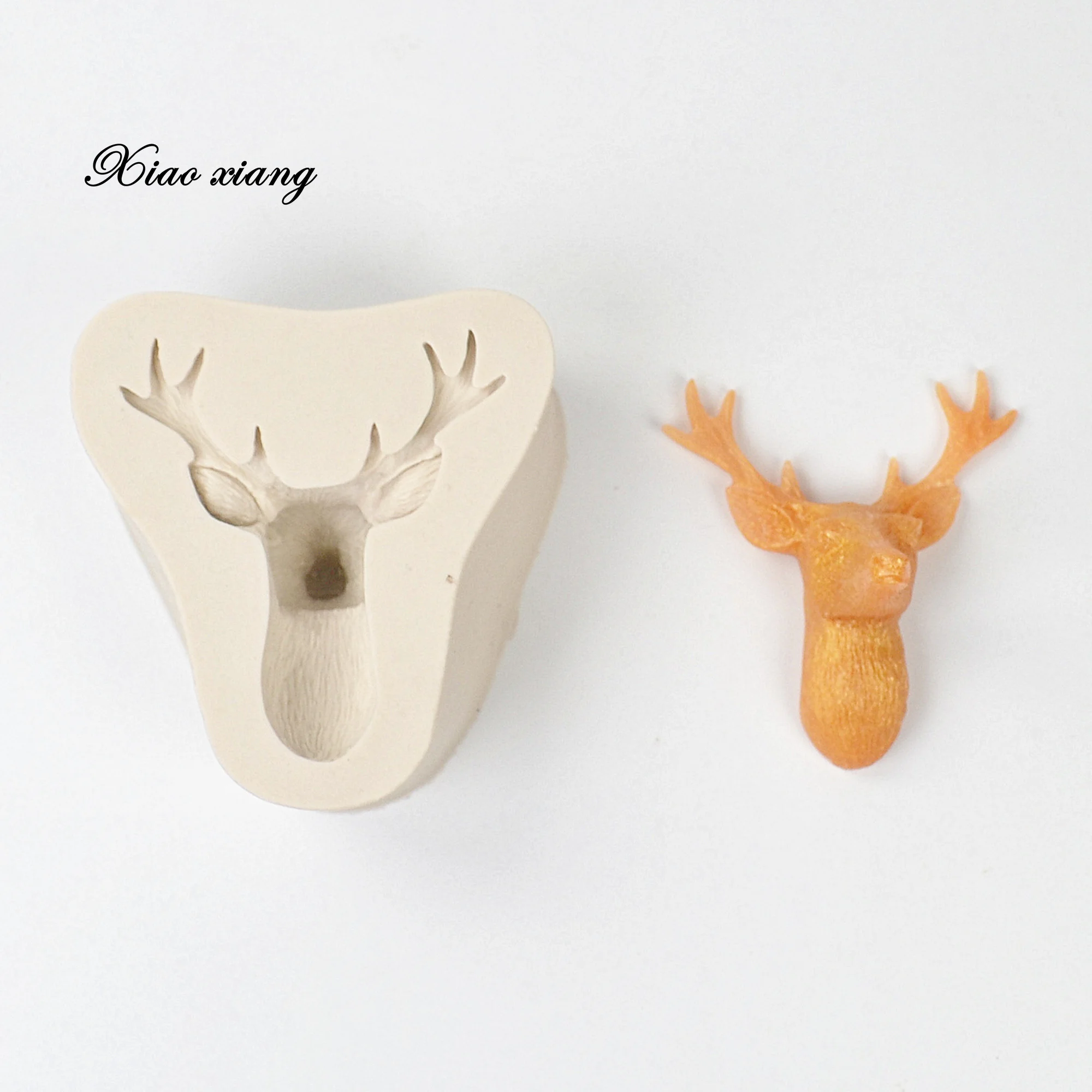 Christmas Deer Silicone Molds 3D Stag Elk Head Cake Molds Chocolate Fondant Mould Baking Decorating Tools Accessories FM2079