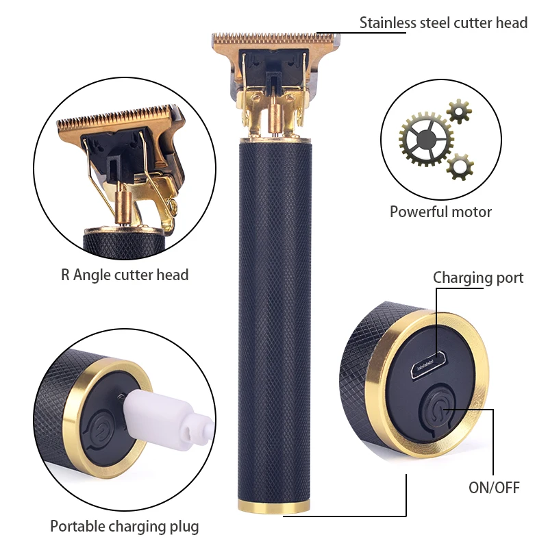 USB 충전식 T9 Baldheaded 머리 깎기 전기 머리 트리머 무선 면도기 트리머 0mm 남자 이발사 머리 절단기