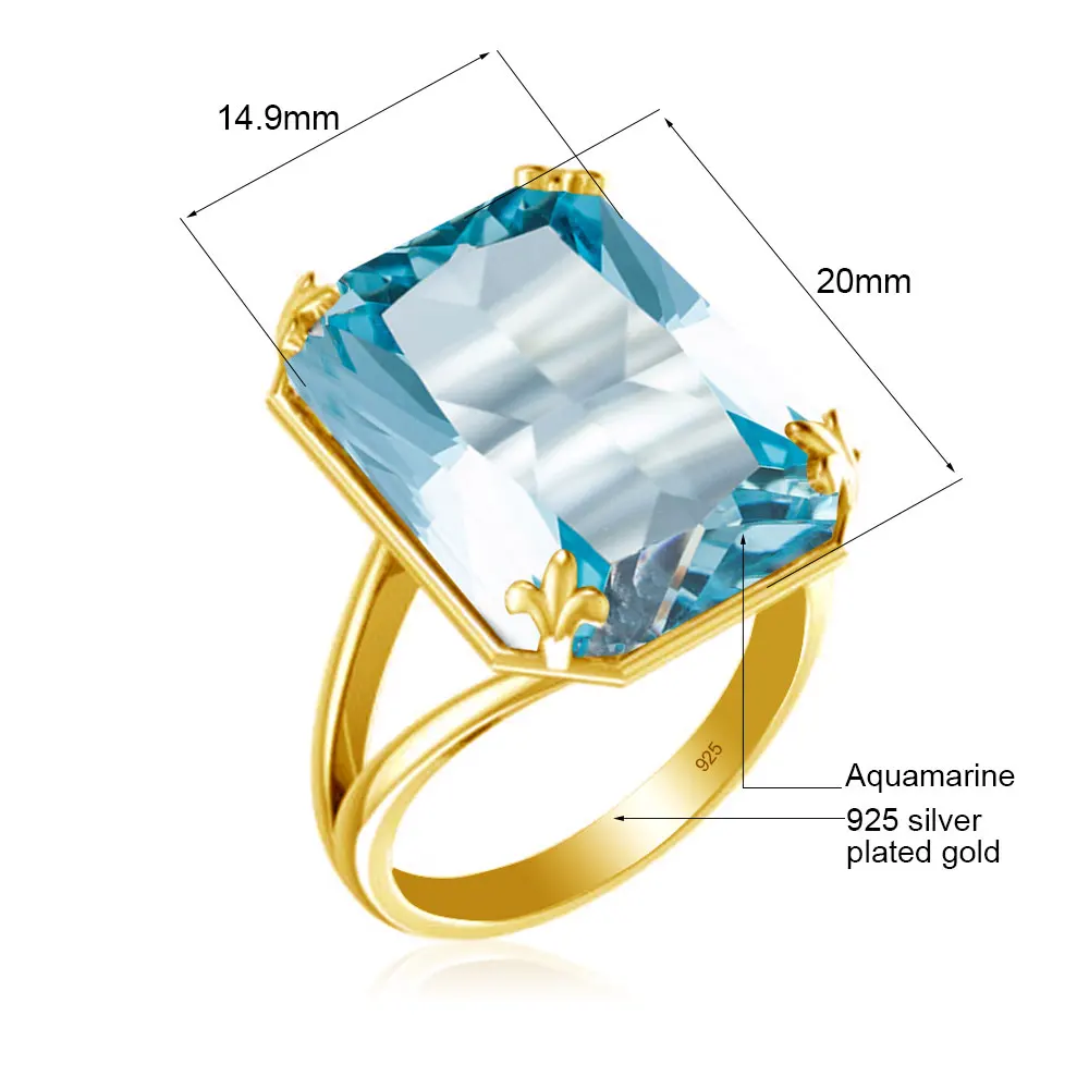 Imagem -05 - Anel da Popularidade 925 Anéis Aquamarine Originais em Prata Anel Feminino Banhado a Ouro 18k Presente de Aniversário para Namorada