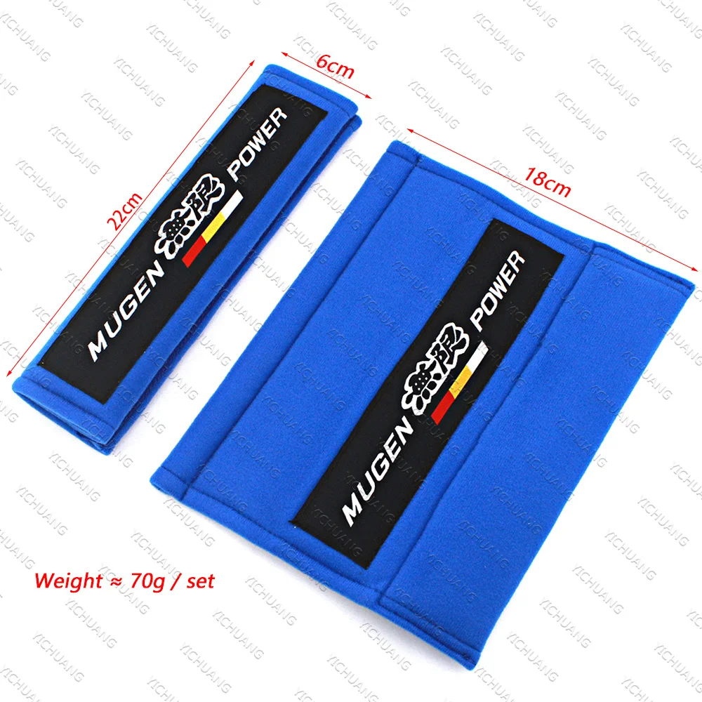 1 Pair JDM Mugen Power Red/Black/Blue Cotton Auto Seat Belt Cover Shoulder Harness Strap Pads