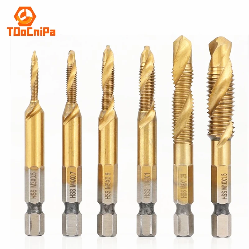 

Titanium Plated Hexagonal Shank Cobalt-containing Composite Taps Threaded Hole Drill Tap Set Machine Tap