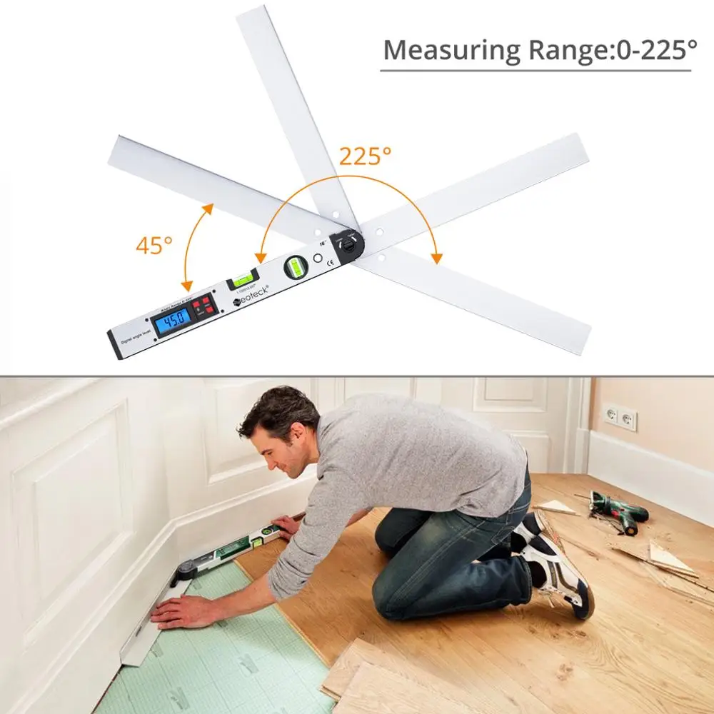 Imagem -04 - Neoteck Digital Espírito Nível Angle Finder a 225 ° Medidor Digital Medidor Transferidor Eletrônico Display Lcd