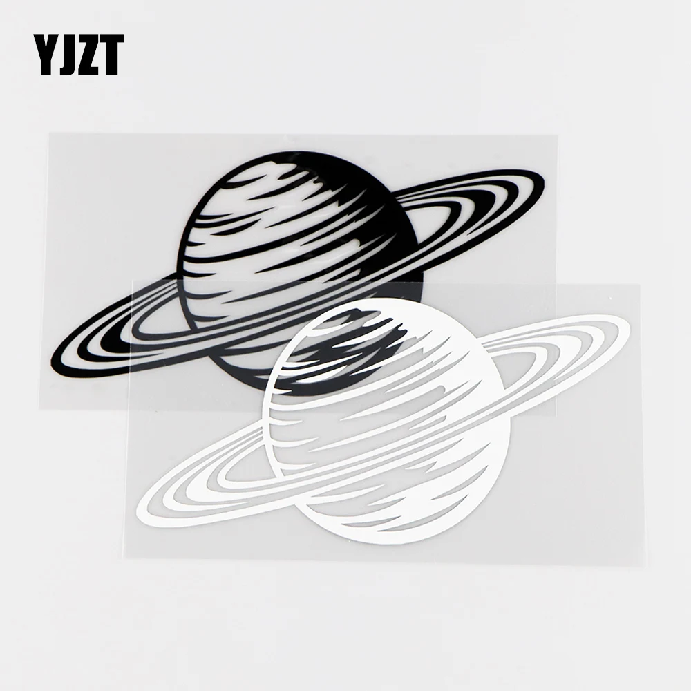 YJZT 15.5X7.7CM Cartoon Planet Saturn Space Theme Car Sticker Vinyl Decals Black / Silver 10A-0163