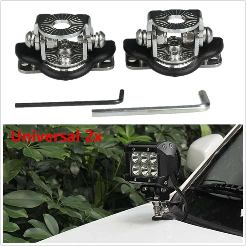 Universal 2X a Pillar Hood Led Work Light Bar Mount Bracket Clamp Holder Offroad