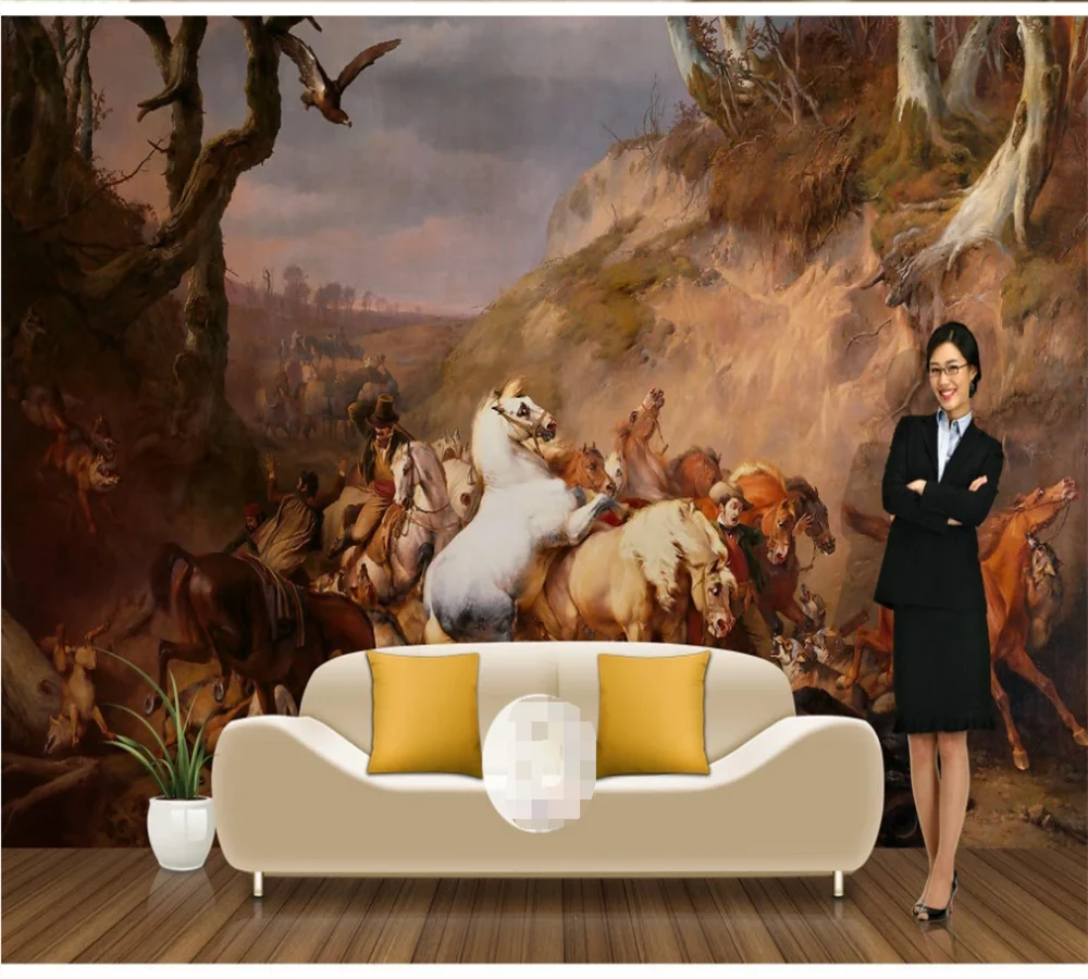 Custom wallpaper mural retro Napoleon White Horse TV interior background wall 3D/5D/8D optional