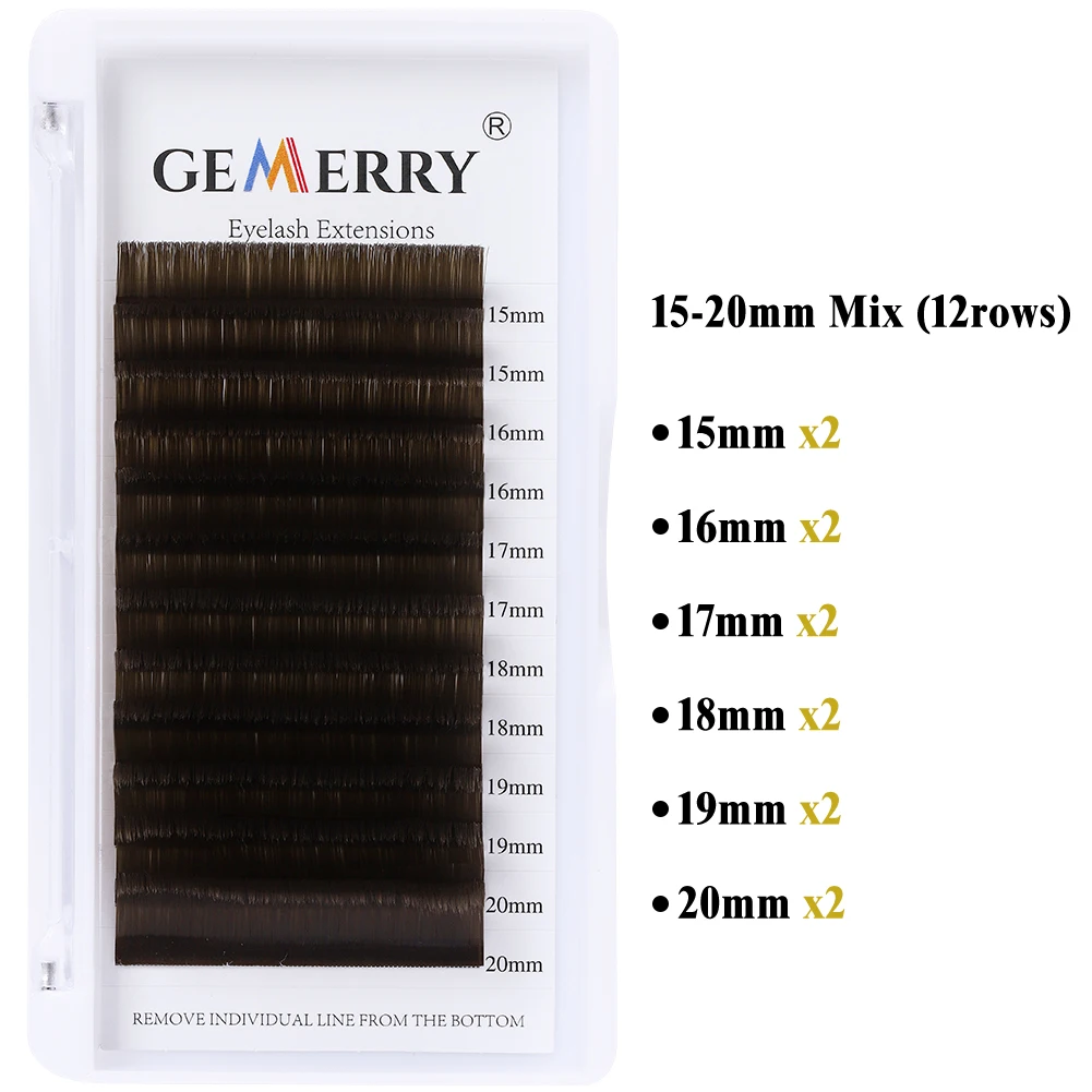 GEMERRY Brown Easy Fan Lashes Soft Russian Volume False Eyelashes Faux Mink Blooming Fan Green/Pink/Blue Colored Lashes Supplies