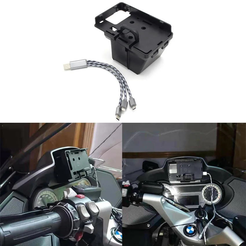 Motorcycle Mobile Phone Navigation Bracket USB Phone Charging For BMW R1200RT 2015 2016 2017 2018 2019