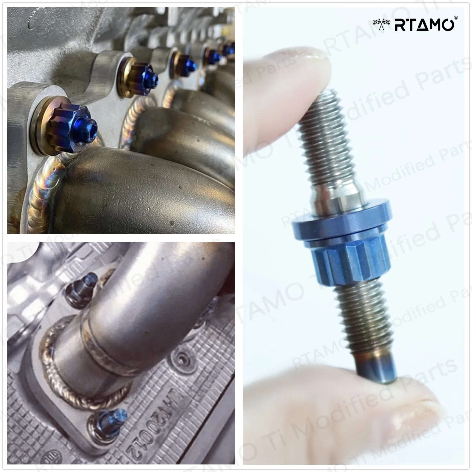 

(Single Piece) RTAMO |Universal Titanium Intake or Exhaust Manifold Stud M8 x1.25MM x 45MM and M10X1.25PX55L/45L