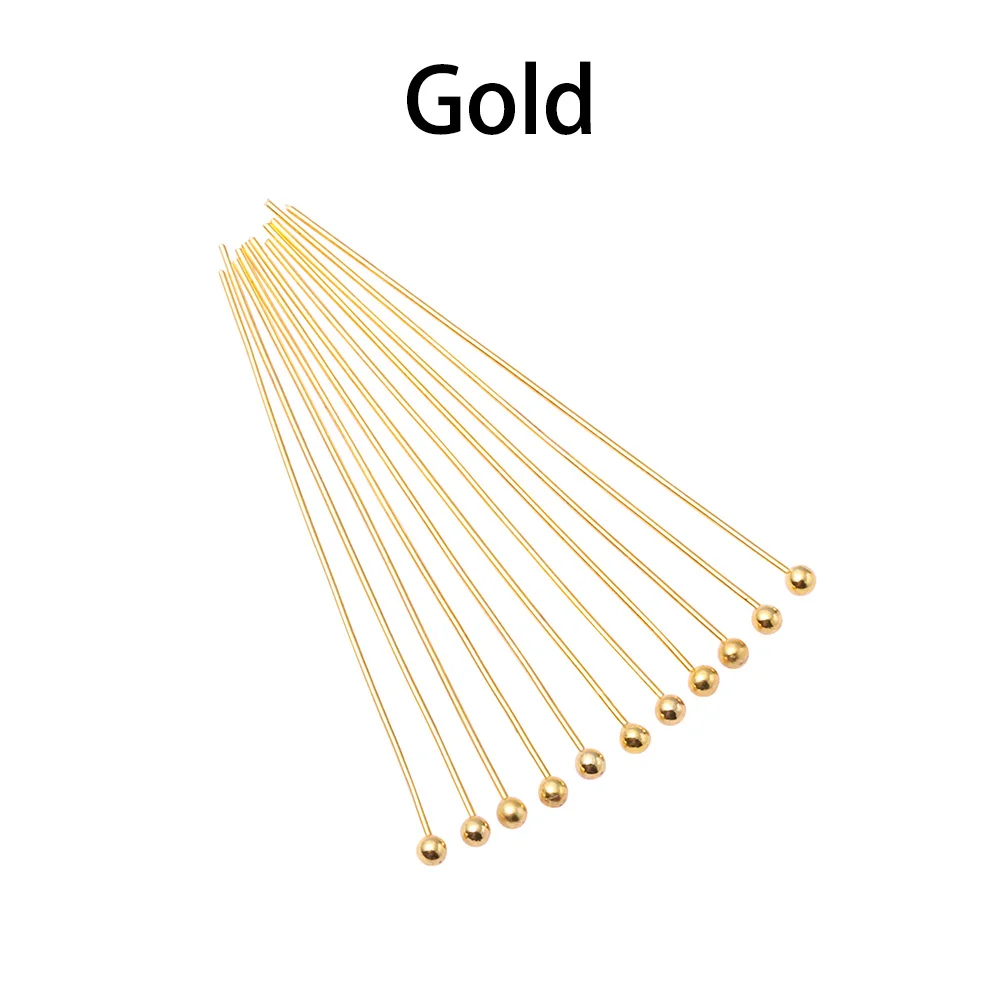 200pcs/lot 16-50mm 8 colours Copper Ball Head Pins For Diy Jewelry Making Head pins Accessories Dia 0.5mm Supplies Wholesale