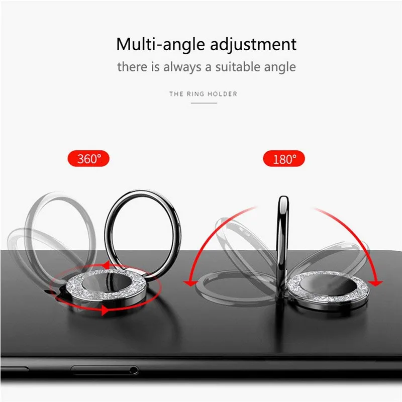 Luxuriöser Metall-Handyhalter Universeller 360-Grad-Drehbarer Fingerring-Halter Magnetische Autohalterung Ständer Zubehör – Detail 15