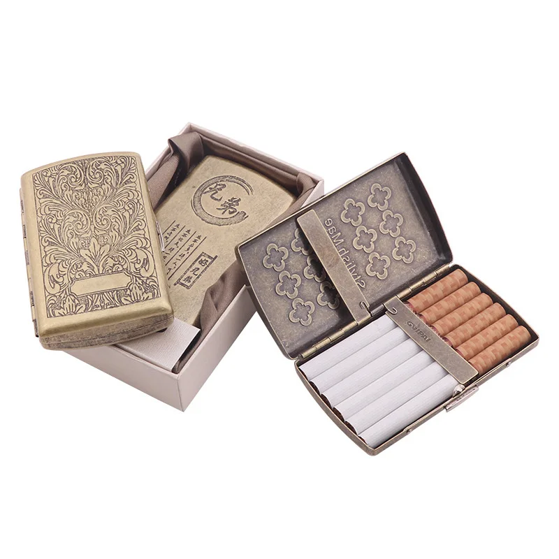 Tobacco Case Storage Creative Vintage Smoking Box Storage for 12 Pcs Regular Cigars Size  with Two Clip Tobacco Holder Gift Box