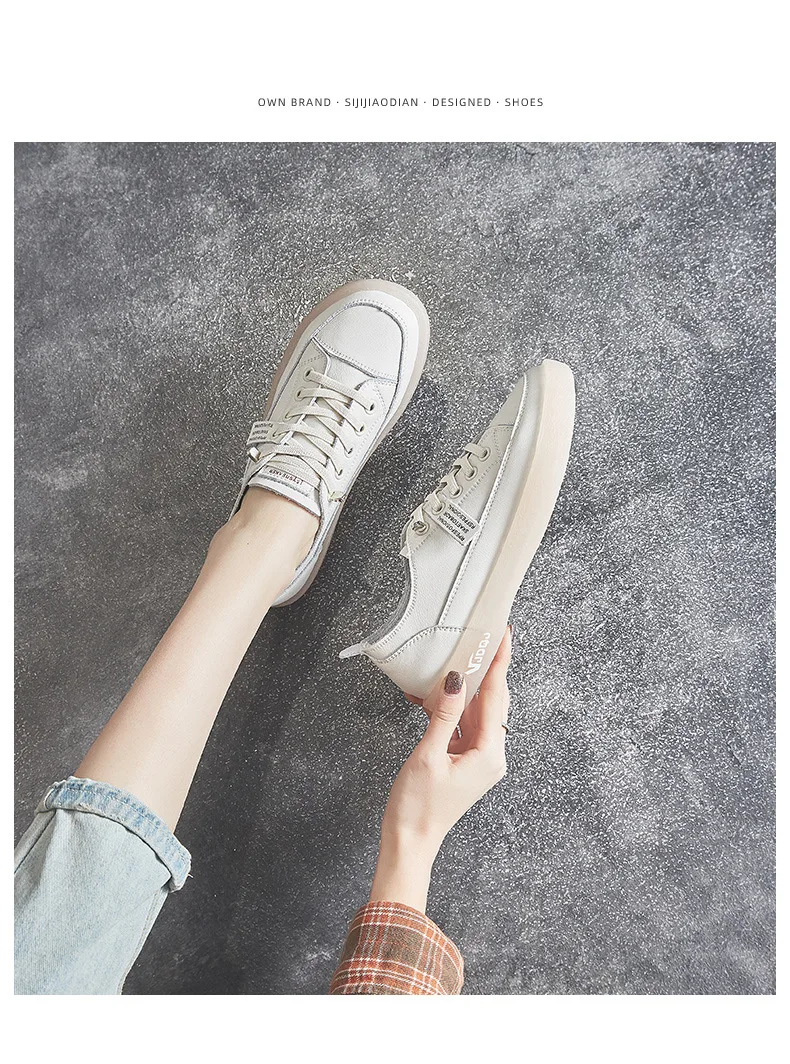 Chaussures en cuir blanches pour femmes, baskets classiques d\'été pour femmes, mocassins à la mode, baskets souples et confortables, nouvelle
