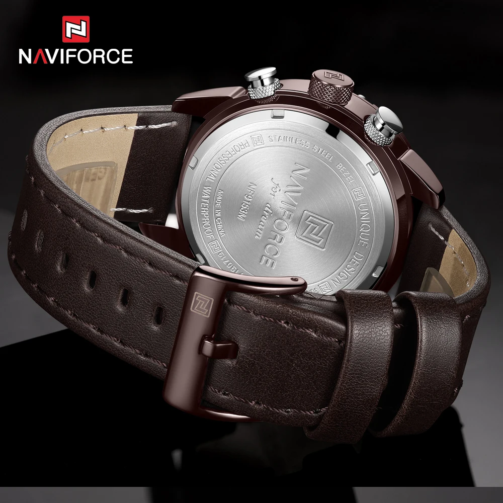 NAVIFORCE Top Brand Luxury Watch Men Military Business Genuine Leather Dual Display Wristwatch LED Date Alarm Men\'s Clock