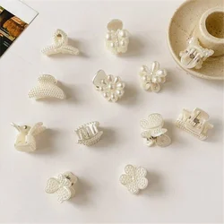 10Pcs/Lot Mini Hair Claw Imitation Pearl Headdress Cute Hairpin Solid Color Flower Head Clip Kid Headwear Girls Hair Accessories