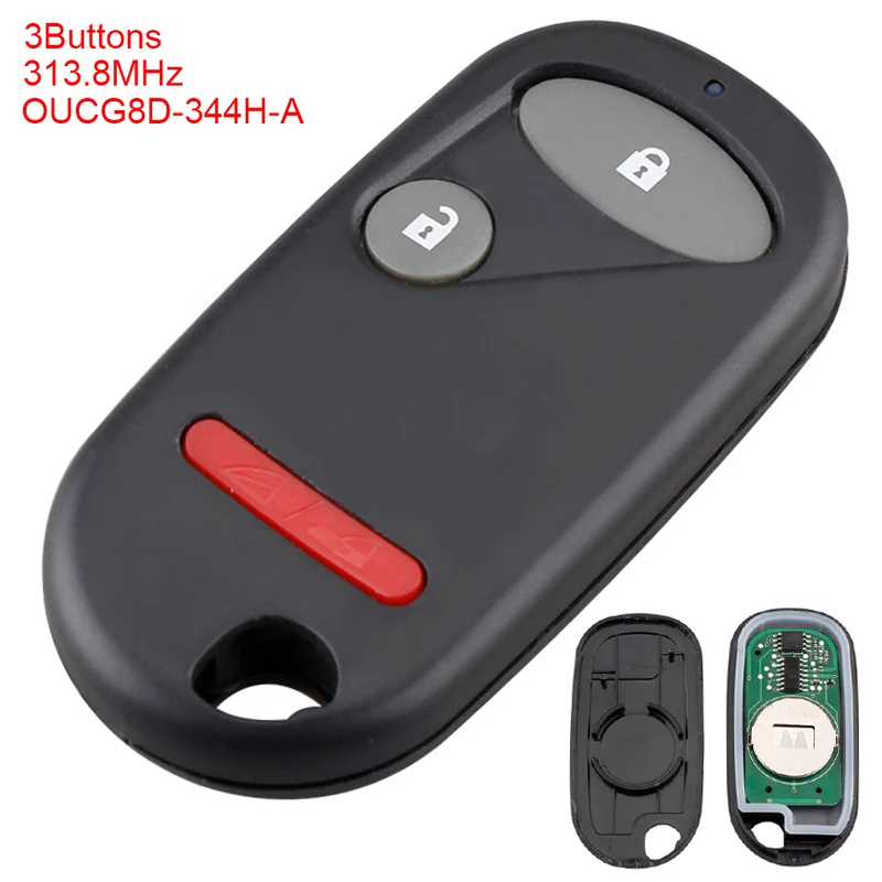 

313.8MHz 3 Buttons Uncut Flip Remote Car Key Fob OUCG8D-344H-A Smart Key Car Case Keyless Entry for 2002 2003 2005-2011 Honda