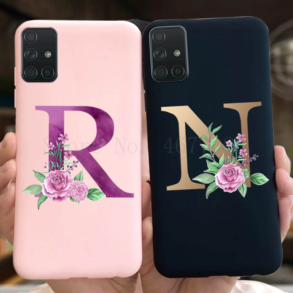 Slim Silicone Alphabet Phone Case For Samsung Galaxy M31s SM-M317F Flower Back Cover For Samsung M31s M31 S SM-M317F M 31S Coque