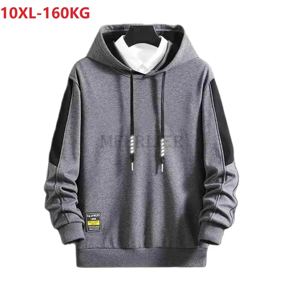 

autumn spring men korea style sweatshirt hooded hoodies patchwork sports sweatshirt plus size 7XL 8XL 9XL 10XL high street coat