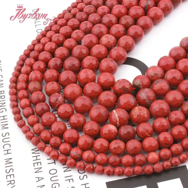 JBYZBSM Natural Jaspers Round Faceted Loose Bead 6/810MM Spacer Stone Beads For DIY Necklace Bracelets Jewelry Making Strand 15