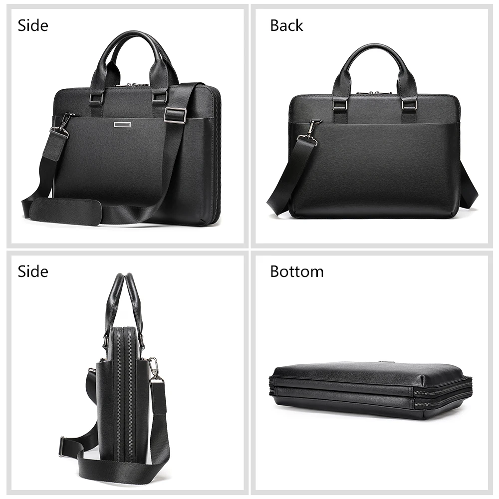 MVA Mens Bags Genuine Leather Men Briefcase Bag Business Leather Laptop Bag Shoulder Fashion Office Handbag 13.3\