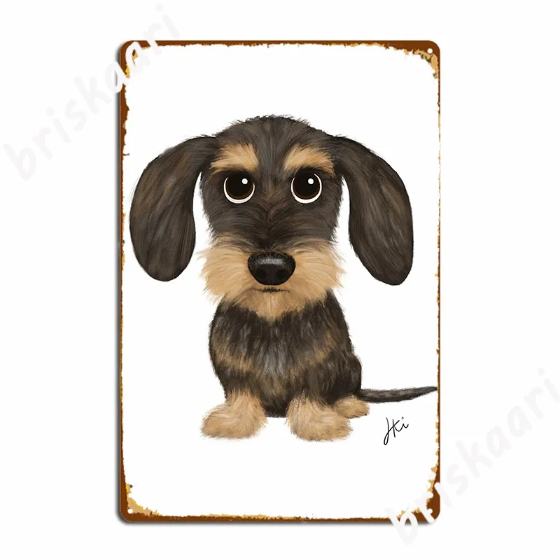 Wirehaired Dachshund Metal Plaque Poster Cinema Kitchen Mural Vintage Painting Décor Tin Sign Poster