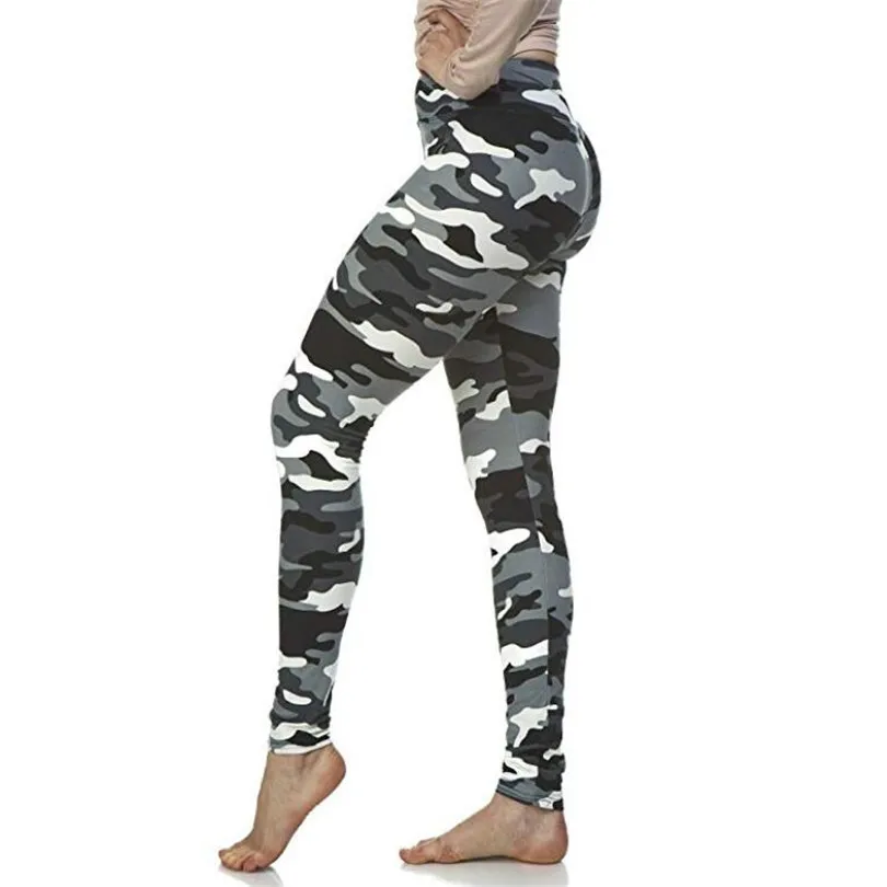 VISNXGI Casual Workout legginsy Push Up moda kamuflaż drukowanie elastyczność Legging Fitness z nadrukiem legginsy na co dzień dla kobiet