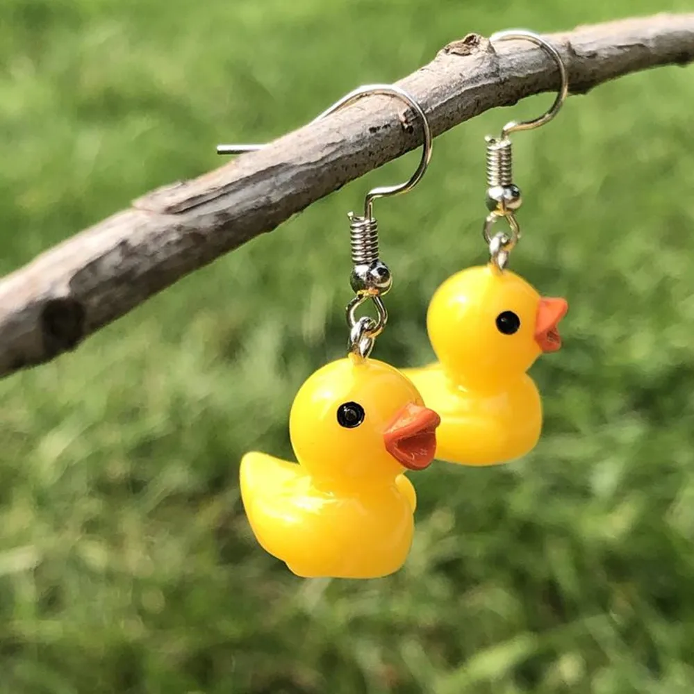 Orecchini Ducky in gomma fatti a mano orecchini animali simpatici orecchini anatra gialla