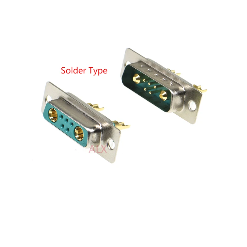 1PCS 7W2 30A Gold plated MALE FEMALE high current CONNECTOR D-SUB adapter solder type 5+2 plug jack high power 7 Power Position