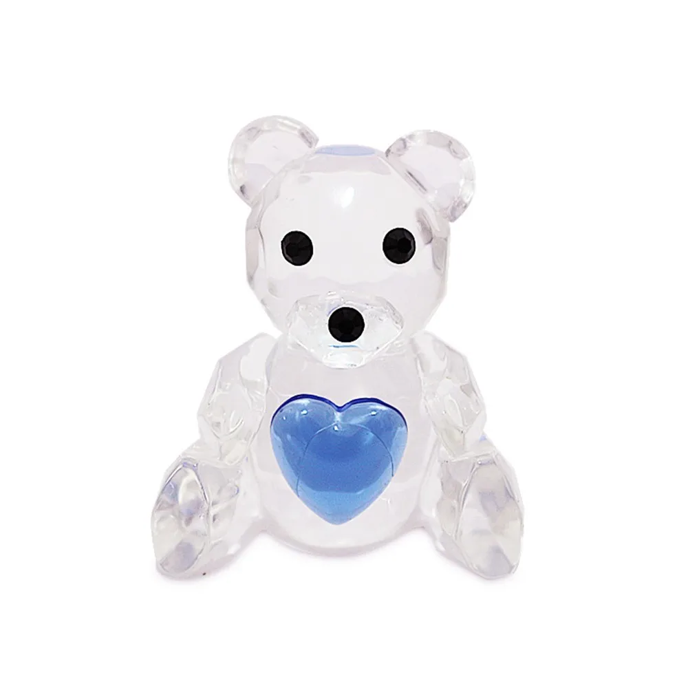 5/6PCS Choice Crystal Teddy Bear Figurines With Blue Heart Baby Christening Gifts Baby Shower Favors for Boy Drop Shipping