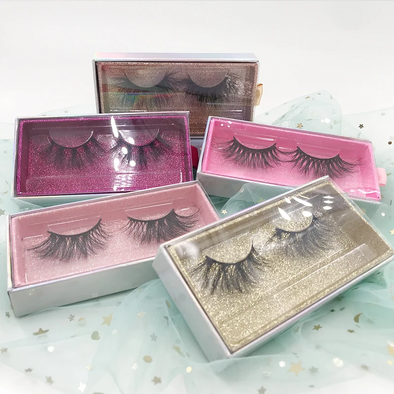 50 box Wholesale color Square Pvc Drawer Case Empty box Mink False Eyelash Packaging Glitter Paper custom logo