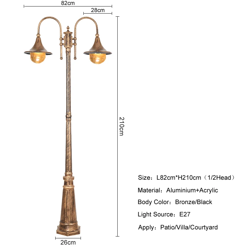 (H 2.1M) lampada da giardino in alluminio pressofuso in stile europeo cortile domestico comunità piazza parco paesaggio ingegneria lampione