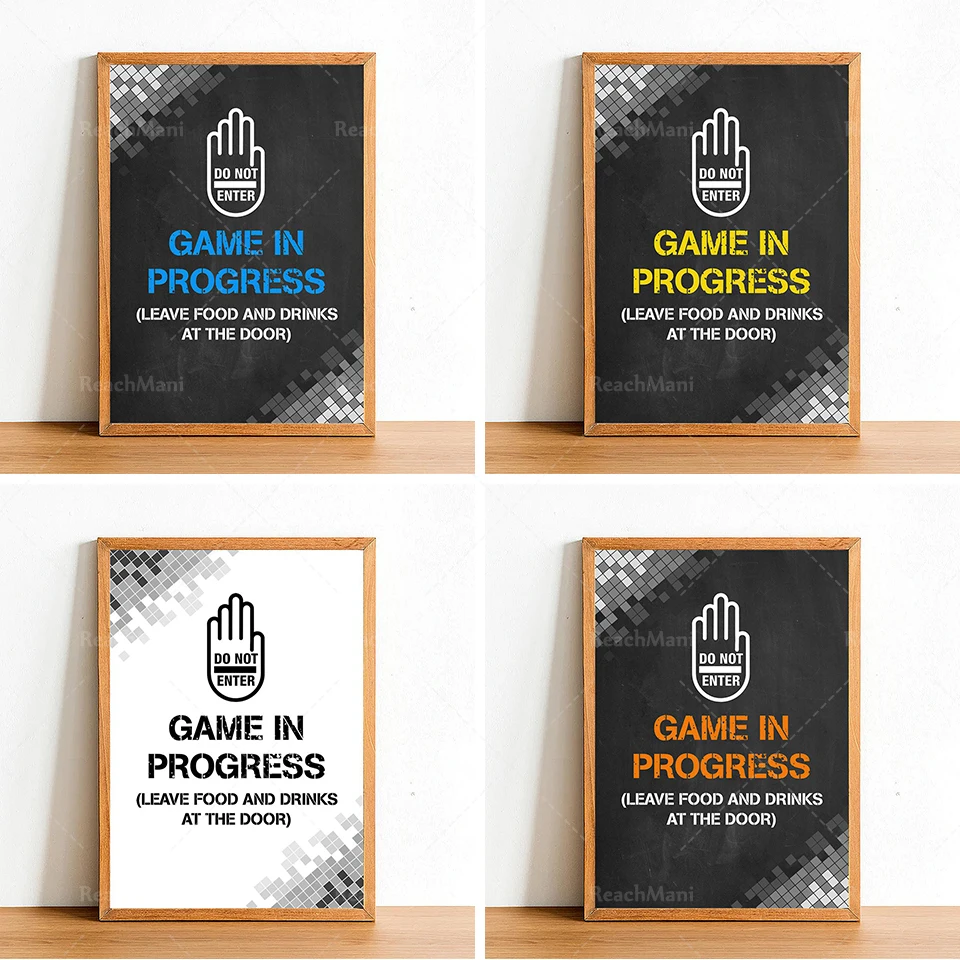 Do Not Enter Game in Progress - Gaming Poster Print - Gamer Wall Art Home Decor - Boys Bedroom Gift Posters - Colour Options