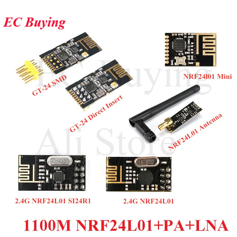 GT-24 2.4G SMD NRF24L01+PA+LNA Wireless Module NRF24L01 1100 Meter Long-Distance Wireless WiFi Transceiver For Arduino