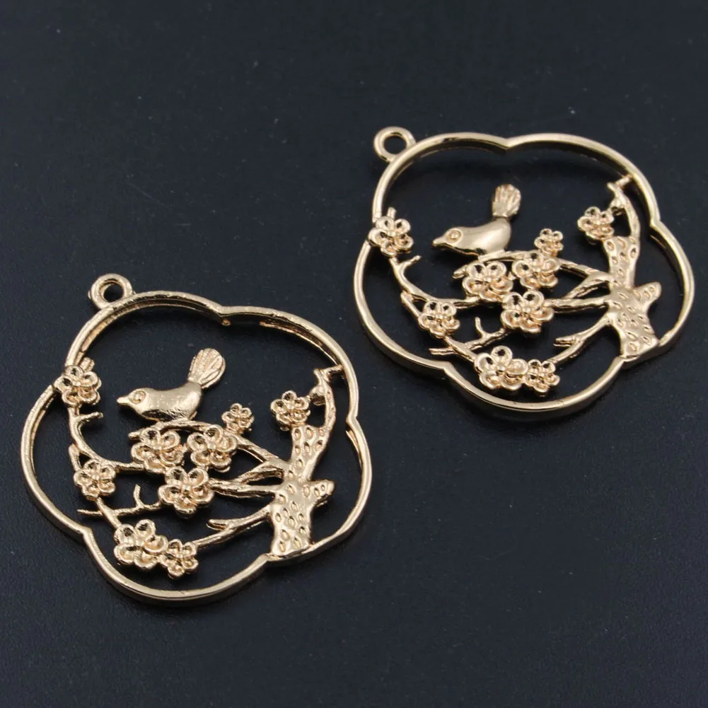 10pcs Brass Casted Winter Flower Leaf Branch Oriental Charms Pendant Decoration Quality For DIY Jewelry Making Accessories