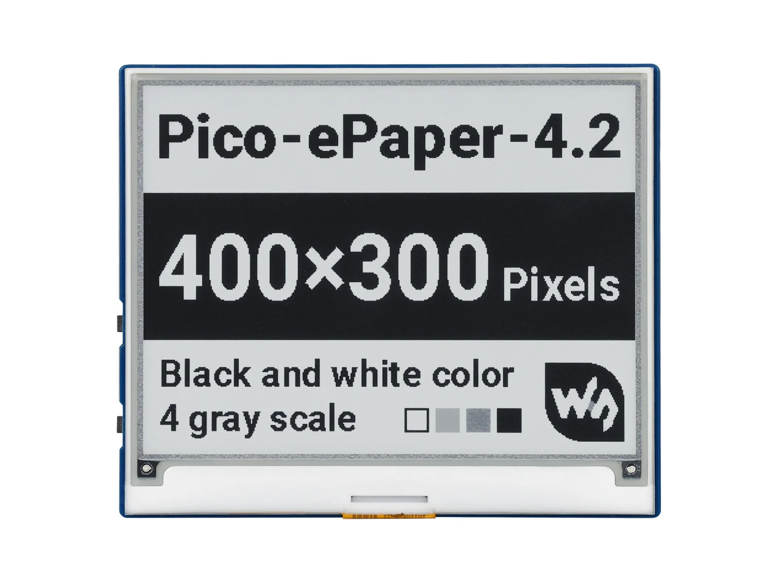 Pico-ePaper-4.2 ,4.2inch E-Paper E-Ink Display Module For Raspberry Pi Pico, 400×300 Pixels, Black / White, SPI Interface