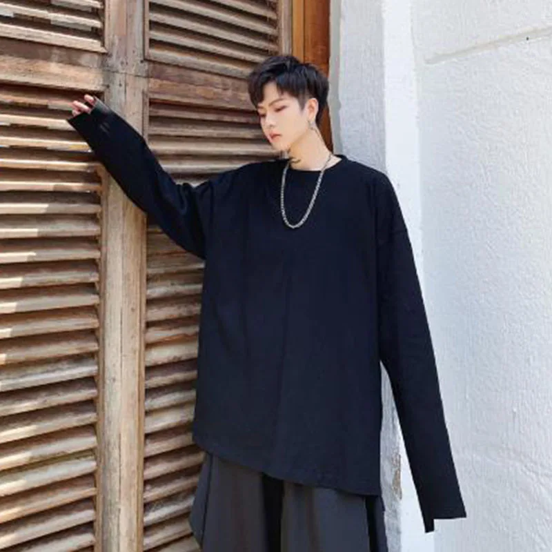 

Мужская футболка с длинным рукавом, повседневная универсальная Свободная куртка с круглым вырезом, большие размеры, весна-осень