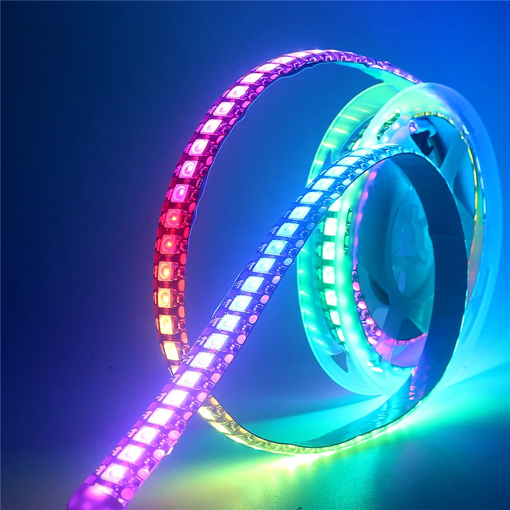 1 متر 2 متر 3 متر 4 متر 5 متر WS2812B WS2812 Led قطاع ، قابل للعنونة بشكل فردي الذكية RGB Led قطاع ، أسود/أبيض PCB مقاوم للماء IP30/65/67 تيار مستمر 5 فولت #5