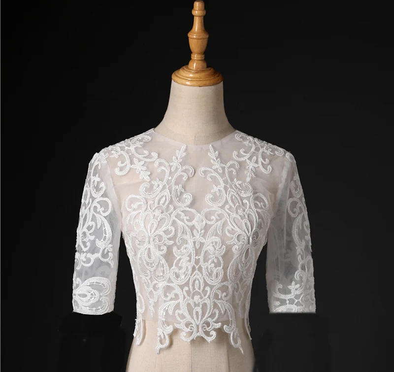 Lace Wedding Bolero Beading Wedding Bolero Jacket New 3/4 sleeve Lace Bridal Wedding Jackets Women Wedding Jackdet