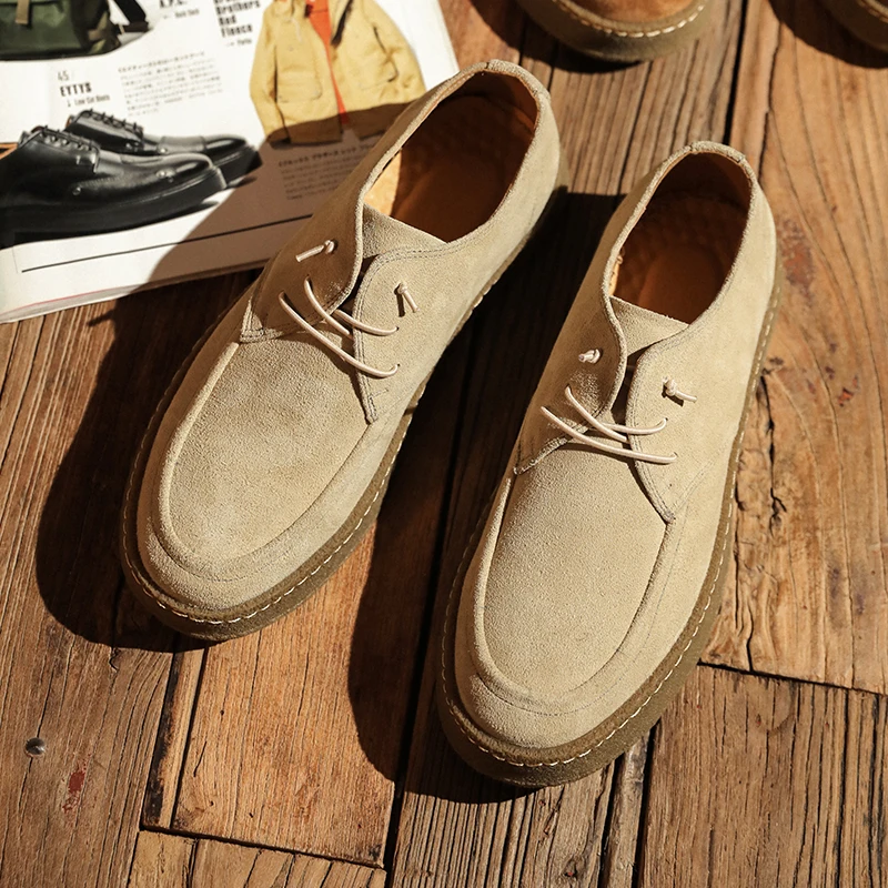 Yomior New British Vintage Men Casual Shoes High Quality Platform Cow Suede Loafers Men Designer Leather Shoes Fashion Sneakers