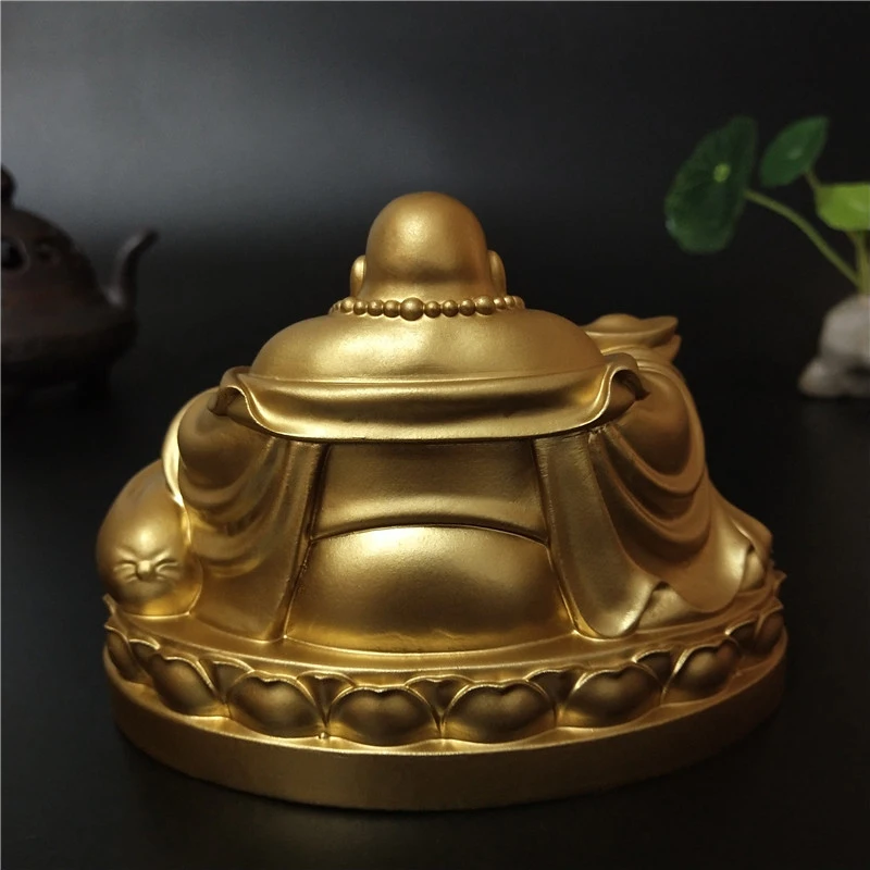 Feng Shui cinese dorato che ride statue di Buddha ornamenti grandi Maitreya Buddha scultura figurine regali per la decorazione domestica