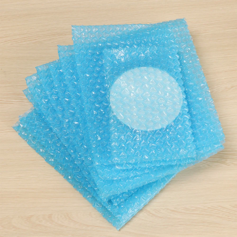 50Pcs Candy Color Plastic Protective Wrap PE Clear Bubble Bag Shockproof Double Film Cushioning Bag Envelope Foam Packing Bags