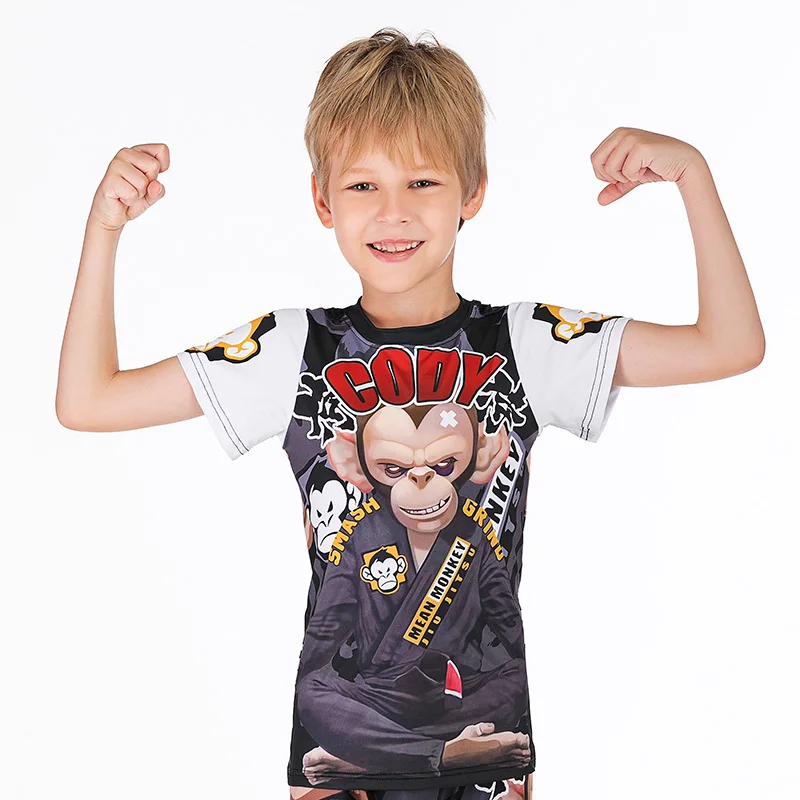 Kids MMA Boxing Jerseys MMA Compression T-shirt +Pants Rashguard Jiu Jusit Long Sleeve Tight Trousers Children BJJ MMA Sportsuit