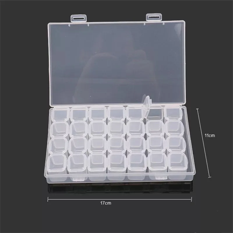 Nail Art Storage Box Case Organizer False Tips Rhinestones Gems Beads Accessories Clear Plastic Empty Container